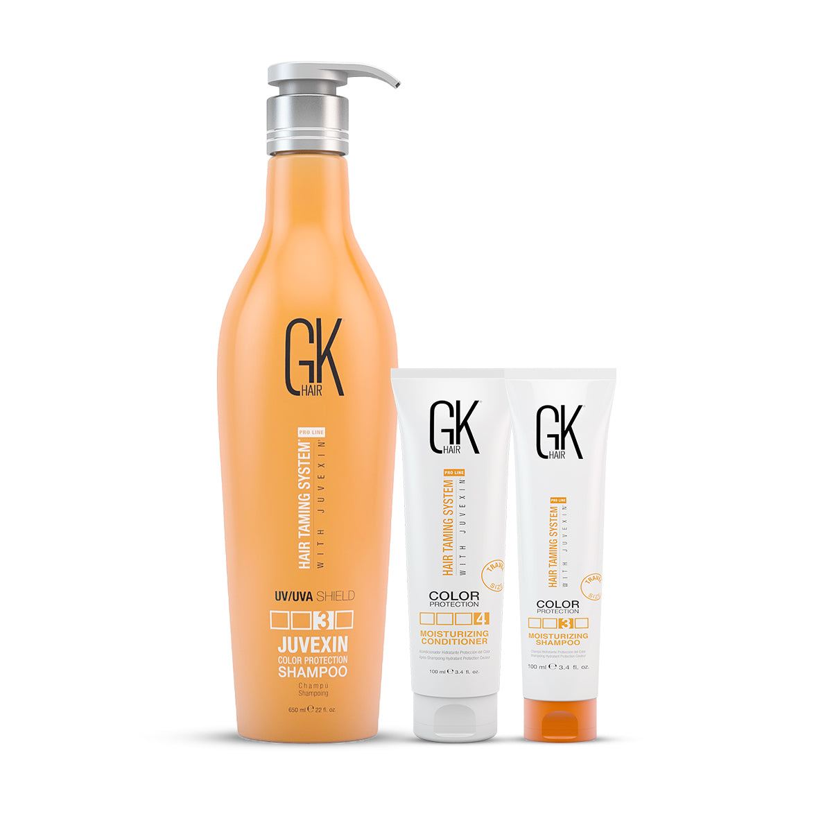 GK Hair Moisturizing Shampoo and Conditioner 100 Ml with Color Shield Shampoo 650 Ml