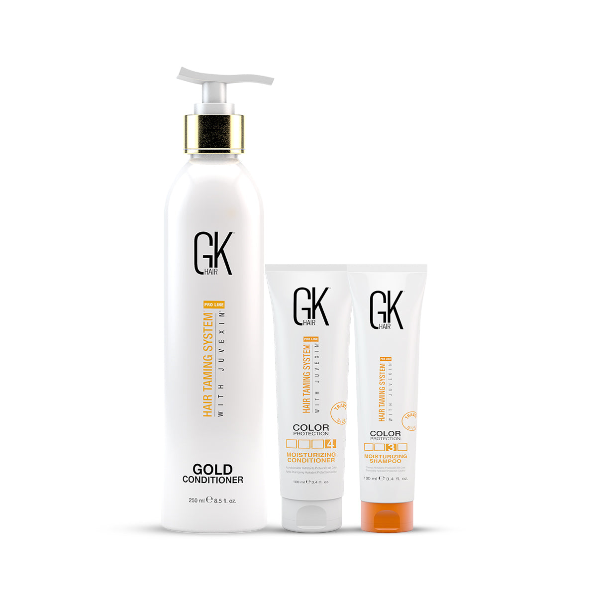 GK Hair Moisturizing Shampoo and Conditioner 100 Ml with Gold Conditioner 250 Ml