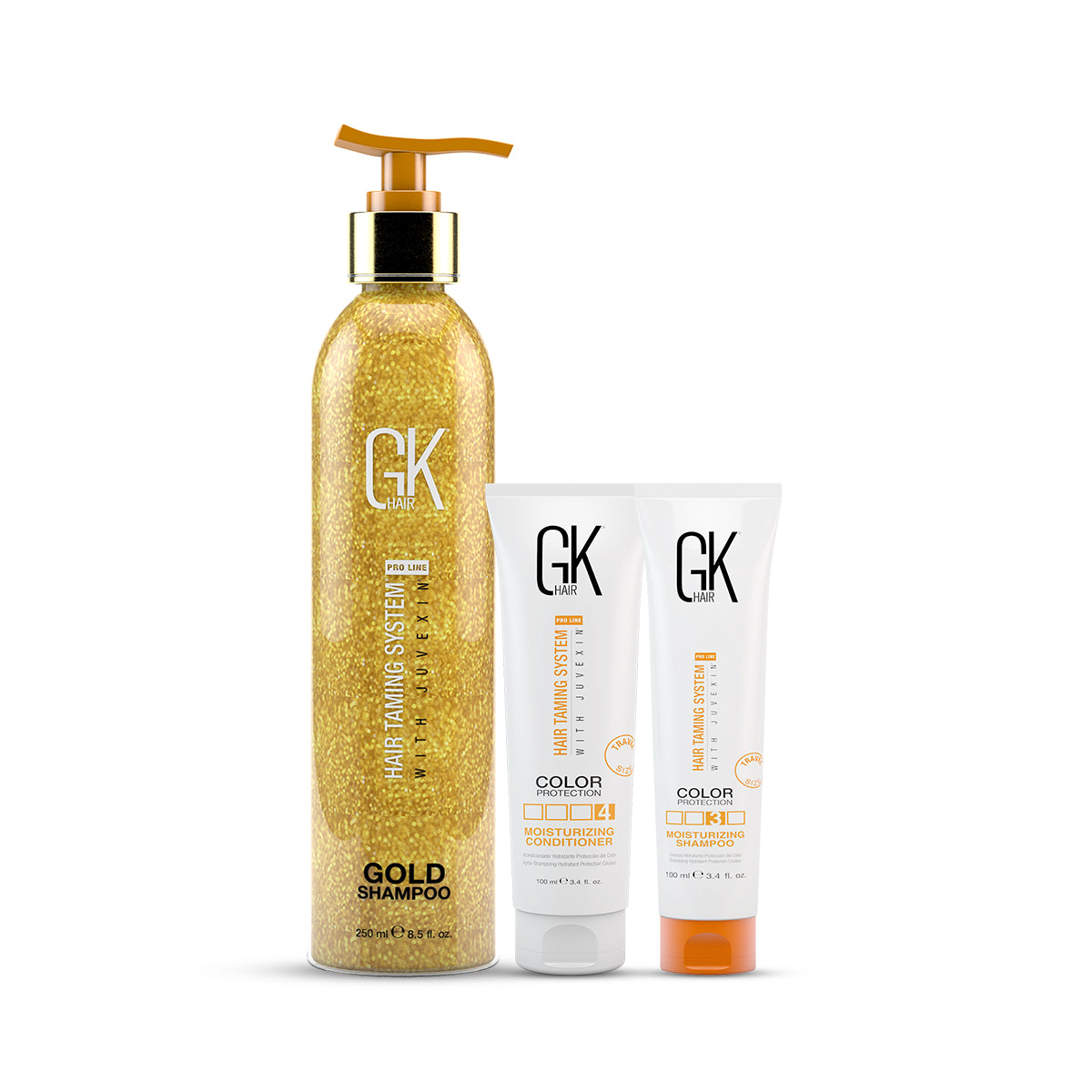 GK Hair Moisturizing Shampoo and Conditioner 100 Ml with Gold Shampoo 250 Ml