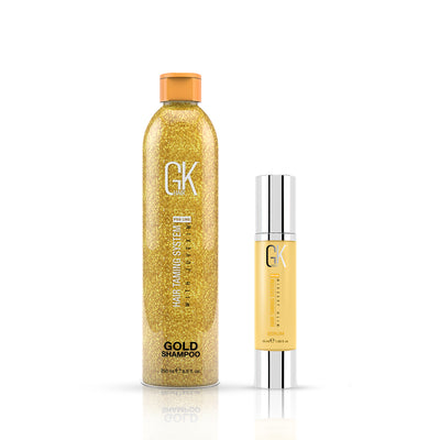GK Hair Gold Shampoo 250 Ml and Argan Serum 50 Ml Set