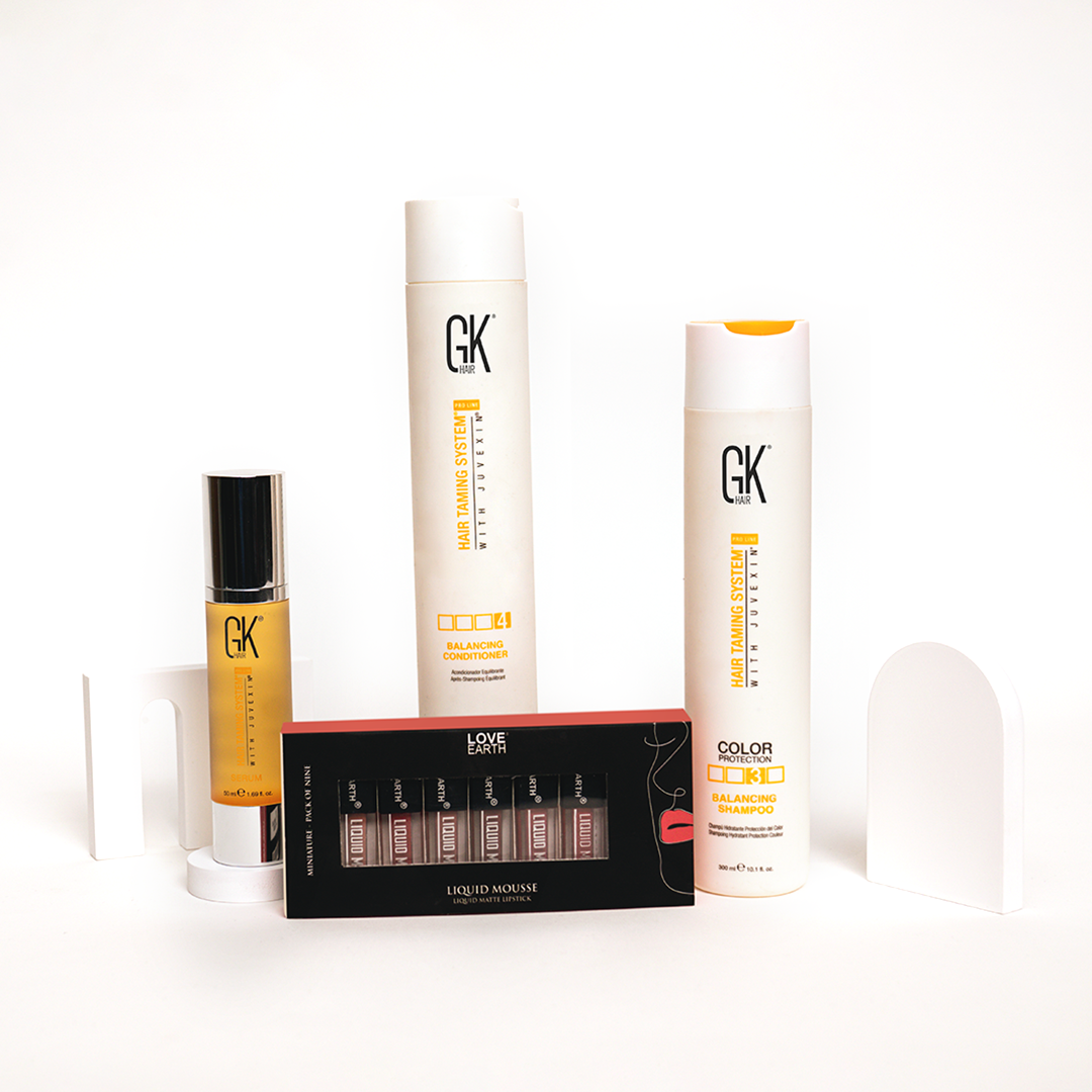 GK Hair Balancing Duo, Argan Serum & Love Earth Lip Kit